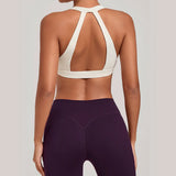 Sports Bra Gathered Neck Hanging Style Backless Tight Yoga Bra Women's Top Fitness Outdoorsports Pilates Training Gym Workout