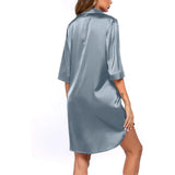 New Women's Solid Color Silky Comfortable Soft Pajamas Sexy Short Sleeve Nightshirt Smooth & Skin-Friendly Home Sleepwear Lounge