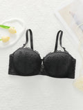 Women's oversized underwear with half cup gathered anti sagging front buckle lace design suitable for plump women 90D-110D B2483