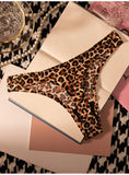 Ice Silk Leopard Women Panties Sexy G String Thong Seamless Underwear T Back Candy Color Girls Briefs Underpants Plus Size M-XXL
