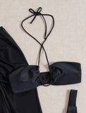 3 Pieces Thong Bikini 2026 Women With Dress Black Swimwear Female Halter Swimsuit Beach Wear Bathing Swimming Suit Summer