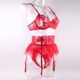 Toucheart 3 Piece Set Lingerie Garter Sets Lingerie For Woman Sexy Mini Skirt See-Through Embroidered Bra Erotic Underwear New