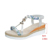 Fashion T-Strap Platform Sandals for Women New Mix Color Elastic Band Wedge Sandals Woman Summer Daily Open Toe Sandalias Female