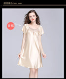 Women's Sleepwear Ice Silk Casual Silk Pajamas Women's Summer Sexy Short Sleeve Lace Pajamas Loungewear