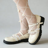 2026 Plus size 47 Sweet Blue Lace Ruffles Mary Janes Shoes Women Gothic Black Bow Knot Cute Lolita Cosplay Flats Casual Shoes