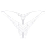 Double-Layer Thin Strap Sexy Thong Butterfly Embroidery Low Waist Sexy Bikini Pure Lace Sequins T-Shaped Panties Sexy G-strings