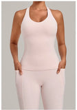 Women's Seamless Yoga Vest Sports Fitness Gym Beauty Back Top Nude Slim Fit Training Running Workout Vest