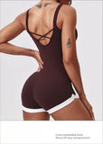Women's Seamless Yoga Jumpsuit - Quick-Dry Color Block Naked Feel Bodysuit & Cut-Out Backless Straps for Running Fitness Workout