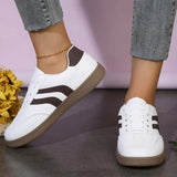 Plus Size 44 Women's Stripe Flats Fashion Lace Up Platform German Training Shoes Women Comfortable Non Slip Low Top Sneakers