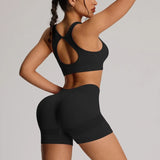 2pcs/set Yoga Sport Bra Shorts Set Sportswear Woman Gym High Waist Seamless Workout Shorts Leggings Activewear Women's Tracksuit