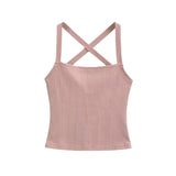 Solid Color Sexy Back-Cross-Strap Tank Top For Women New Summer Slim-Fit Short Outerwear Base Top Pure Desire Casual Style 56ZA