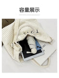 2026 Autumn New Women's Corduroy Tote Bag - Large Capacity, High-End Texture, Fashionable Commuter Shoulder & Crossbody Bag