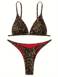 2024 Micro Leopard Bikini Women High Cut  Bandage Push Up Swimsuit Sexy Bathing Suit Padded Thong Swimwear,summer Beach Vacation