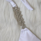 2026 Sexy Bikini Women Solid Halter Rhinestone Chain Bandage Swimwear Swimsuit Female Beach Bikinis Set Bathing Suit White/Black