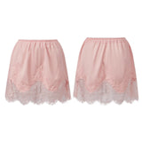 Summer Women's Satin Short Skirts Elastic Waist Lace Patchwork Skirts Half Slip Skirts Fashion