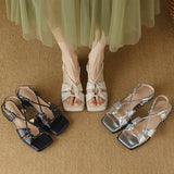 2026Summer New Model Fashion Middle Heeled Women's Sandals Black Buckle Open-toe Comfortable Hollow-out Women's Shoes High 3.5cm