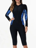 2026 Zipper Rushguard Long Sleeve Surfing Swimsuit Women One Piece Printed Swimwear Female Bather Bathing Swimming Swim Suit XXL