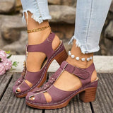 Plus Size 43 Thick Heel Rome Sandals Women Closed Toe Ankle Strap Summer Sandles Woman Flowers Platform High Heeled Sandals