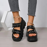 Women Sandals Metal Buckle Platform Sandals Women  Summer Woman Plus Size High Heeled