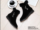 Plush Womens Boots Comfortable Hick-soled Fur Shoes Fashion Ladies Shoes Zipper Women Vulcanized Shoes Anti-slip Chaussure Femme