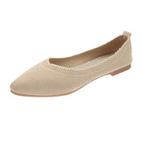 Elegant Leopard Knitted Ballet Flats Woman Pointed Toe Mesh Moccasins Ladies Fashion Walking Loafers Slip-on Soft Driving Shoes