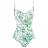 2024 Sexy Women Push Up One Piece Swimwear Girl Bikini Swimsuit White Print Summer Beach Skirt Bathing Suit Dress