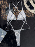 Extreme Mini One Piece Swimsuit Women G String Shiny Swimwear Female Micro Thong Monokini Bather Backless Bathing Suit Swim wear