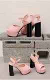 New Women Sandals Summer Shoes Sexy Peep Toe Thick High Heels Platform Black Dress Party Wedding Shoes Woman Pumps