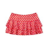 Fashion Summer Mini Skirt Women Dots Print Side Ties Low Waist A Line Skirts for Parties and Casual Wear