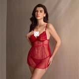 European and American lace backless sexy suspender dress thong pajamas set