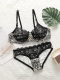 Women's sexy bra set with lace ultra-thin 2-piece leopard print Underwear is suitable for special occasions and daily use A3132