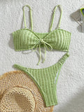 Wrinkled Crinkled Tie Knotted Bikini Women Swimwear Female Swimsuit Two-pieces Bikini Set Brazilian Bathing Suit Swim Beach Wear