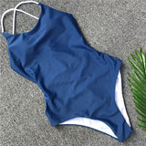 Criss Cross Backless Women Swimwear One Piece Swimsuit Female Monokini High Cut Leg Bather Bathing Suit Swim Beach Wear Lady