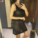 S - XL V Neck Hollow Out Crochet Knitted Tunic Beach Cover Up Cover-ups Beach Dress Mini Beach Wear Beachwear Female Women V7048
