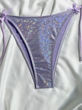 Shiny Pink Bikini 2025 Women Sexy Brozing Tie Bow Strap Push Up Micro Swimsuit Brazilian Bathing Suit Tie Side Triangle Swimwear
