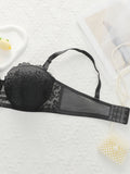 Women's oversized underwear with half cup gathered anti sagging front buckle lace design suitable for plump women 90D-110D B2483