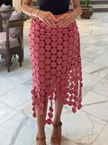 Dot Solid Minimalist Casual Skirt For Women High Waist Patchwork Zipper Irregular Hollow Out Skirts Female Fashion New OPM8