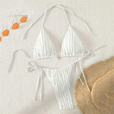 Triangle Micro Bikini for Women Yellow String Halter Thong Sexy Swimsuit Heart Bead Swimwear Bathing Suit Mini Bikinis Sets 2026
