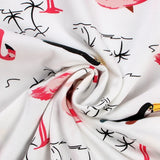 Casual Flamingo Print Pajama Set For Women Short-Sleeve Round Neck Top And Shorts Trendy Sleepwear Nightwear Can Be Worn Outside
