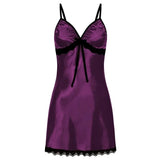 Lace Silk Satin Nightdress Women Sleepwear Lingerie Sleeveless Straps Mini Dress with Panties Nighties Nightgown