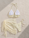 3 Pieces Triangle String Bikini 2026 Women & Tassel Beach Skirt Swimwear Female Sexy Swimsuit Beachwear Bathing Swimming Suit