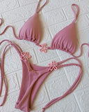 2025 Halter Bikinis Women Swimsuit New Sexy Swimwear Floral Brazilian Bikini Set Micro Biquini Female Cute Solid Beachwear