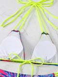 Halter String Floral Bikini 2026 High Waist Swimsuit Women Padded Swimwear Female Bathers Bathing Swimming Swim Suit Beachwear