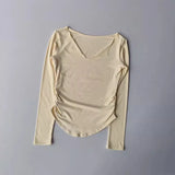 Women's yoga sports long sleeved, autumn and winter high-end slim fit small V-neck sports top fitness long sleeved T-shirt