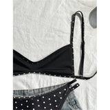 S - XL Polka Dot V Neck Bikini Women Swimwear Female Swimsuit Two-pieces Bikini set High Leg Cut Bather Bathing Suit Swim V8147