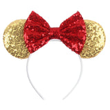 Disney Mickey Mouse Ears Leopard Print Headbands for Girls Baby Women Sequins 5"Bows Hair Accessories Adults Hairbands Kids Gift