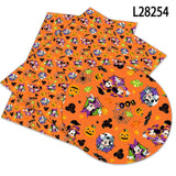Halloween Disney Mickey Cartoon Print Artificial leather DIY Earring Hair Bow Bag Crafts  faux Leather  22X30CM litchi
