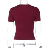 FDYOUI Women's Fashion Lace Patchwork T-shirt Streetwear Ladies Sexy Short Sleeve Bandage Tops Tees Y2K Slim Corset T Shirts
