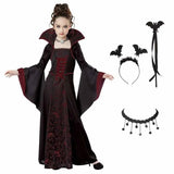 Kids Vampire Costume Gothic Halloween Dress with Accessories