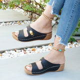 Women's Fashion Wedge-heeled  Leisure Slippers 2026 Summer New Lightweight Open-toed Platform Slippers.